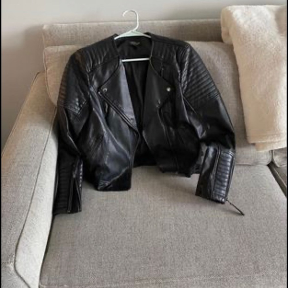 Faux leather moto jacket